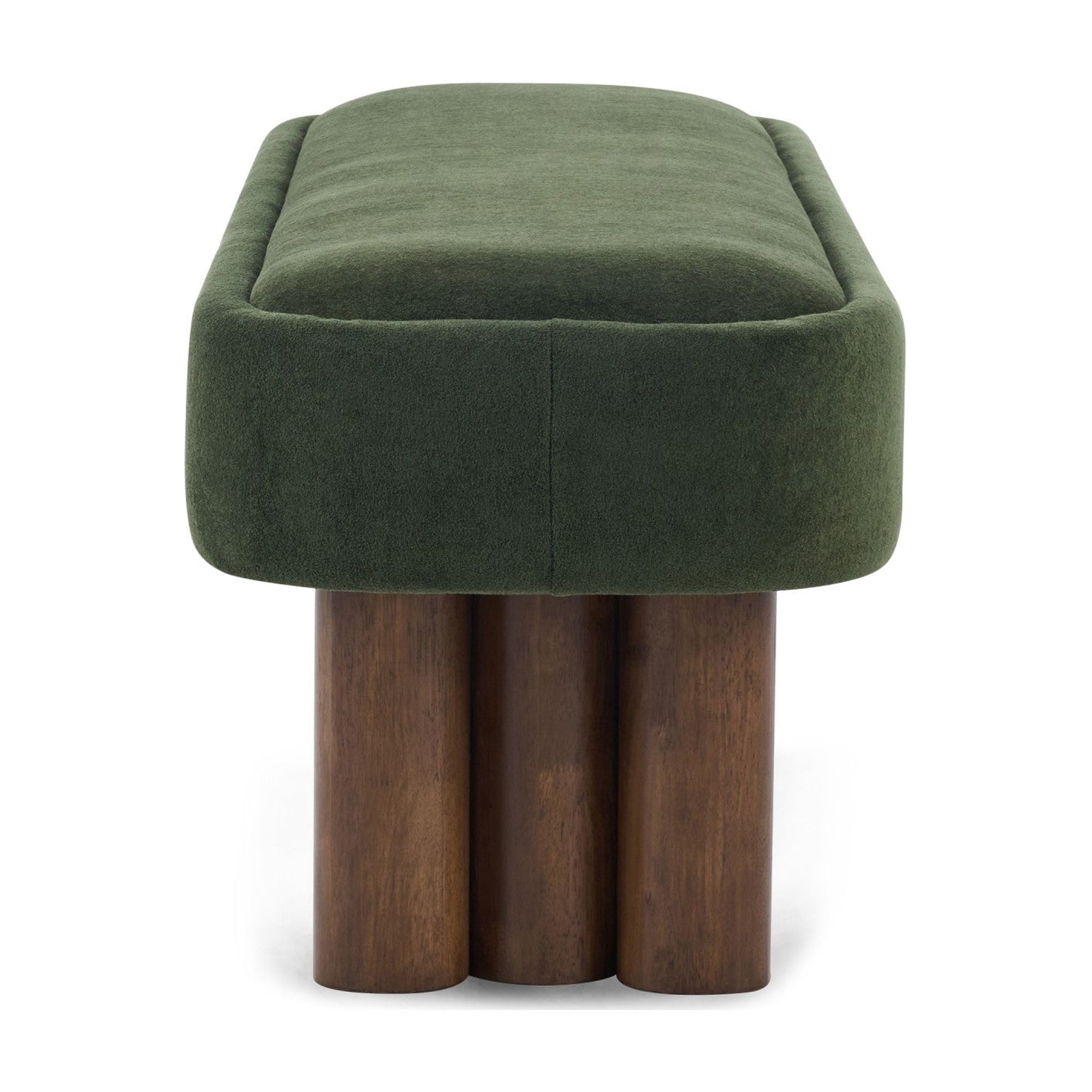 Sailvan 60" Boucle Dining Bench,Upholstered Kitchen Seating with Walnut Legs,Modern Indoor Bench for Entryway and Living Room Green