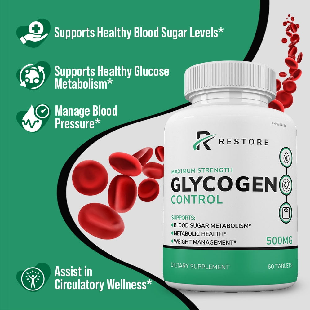 Restore Glycogen Control Blood Flow Support For Men and Women, 5 month supply (5 Pack)