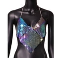 thumbnail image 4 of Felirenzacia Women’s Glitter Sequin Halter Chain String Tank Top Sleeveless Open Back Party Night Out Clubwear, Multicolor,Free Size, 4 of 5