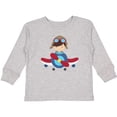 thumbnail image 3 of Inktastic Pilot Boy, Airplane, Plane, Flying, Brown Hair Boys Long Sleeve Toddler T-Shirt, 3 of 5