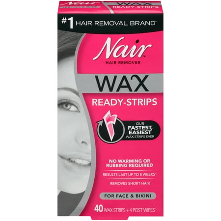 Nair Hair Remover Wax Ready-Strips for Face & Bikini, 40 (Best Place For Bikini Wax)