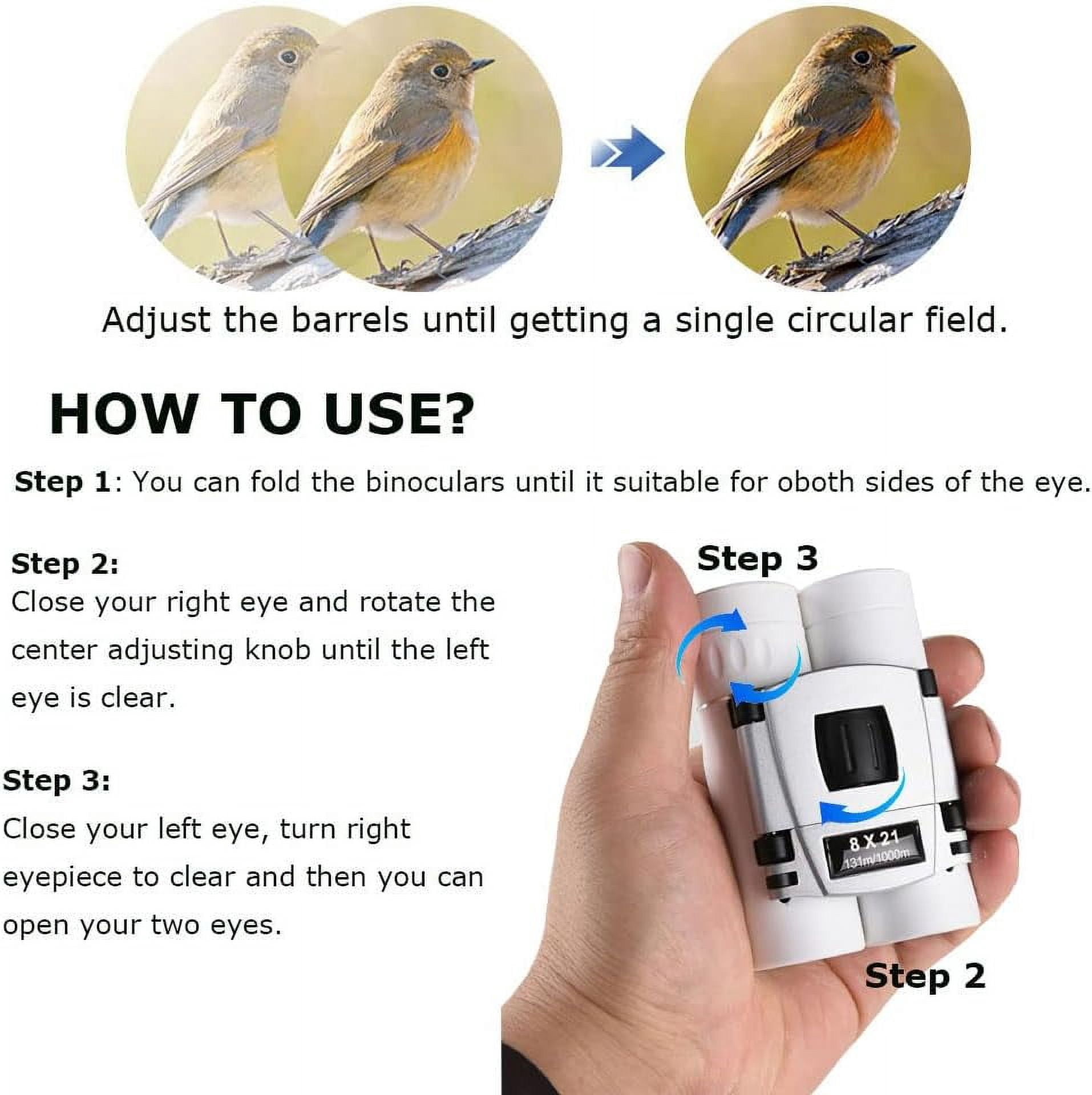 Compact Binoculars for Kids Adults 8 * 21 Real Optical Telescope for Bird Watching Opera Hiking Hunting Travel Birthday Gift( Blue)