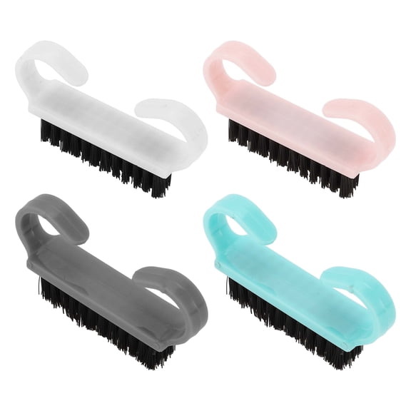 NOMADIC NOOK Durable Small Horn Nail Brush 2.44"x1.38" 4 Pcs Pink White Blue Gray