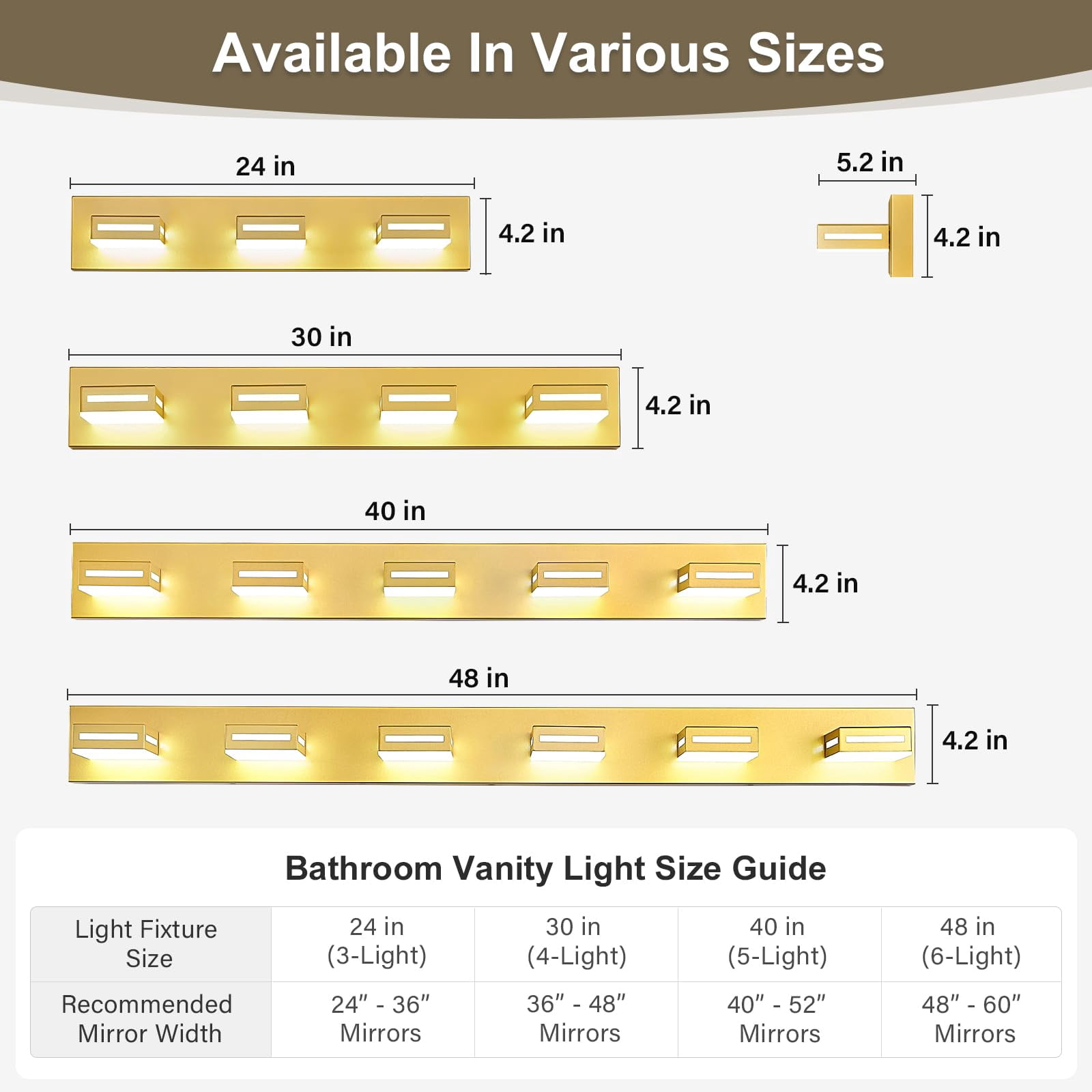 Led Modern Bathroom Light Fixtures  3-light 24-inch Gold Vanity Lights For Lighting Over Mirror 6000k Cool White 350° Rotatable Wall Lamp