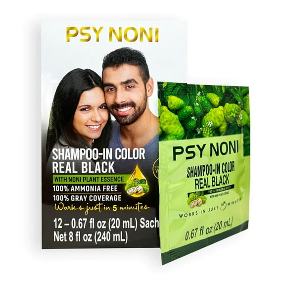 PSY NONI Semi Permanent Hair Color Shampoo Black (12 Sachets) 0.67 oz