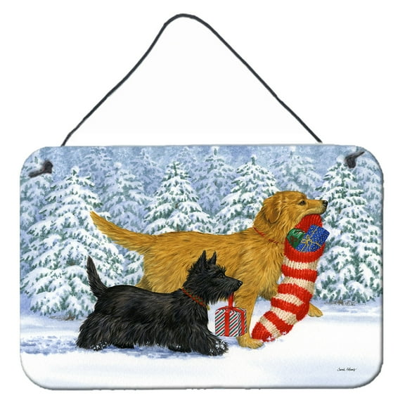 Carolines Treasures ASA2171DS812 Golden Retriever Keep Up There Scottie! Wall or Door Hanging Prints  8x12 multicolor