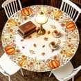 thumbnail image 4 of Fall Sunflower Round Tablecloth, Burnt Orange Pumpkin Thanksgiving Waterproof Table Cover for Kitchen Picnic Party Home Decor 47 In B, 4 of 6