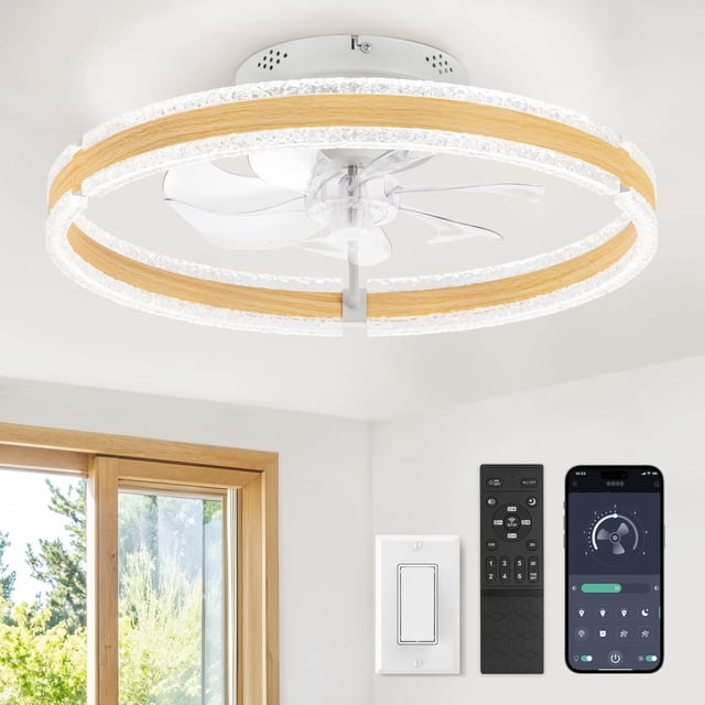 Ventilador de techo LEDIARY de 20 pulgadas con luz de perfil bajo, 6 velocidades