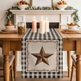 thumbnail image 2 of Table Runner 36 Inches Long for Kitchen Dining, Western Texas Star Retro Dresser Scarf Farmhouse, Dining Table Decorations for Wedding/Parties, Rustic Vintage Berry Black Beige Plaid 13 x 36 In, 2 of 8