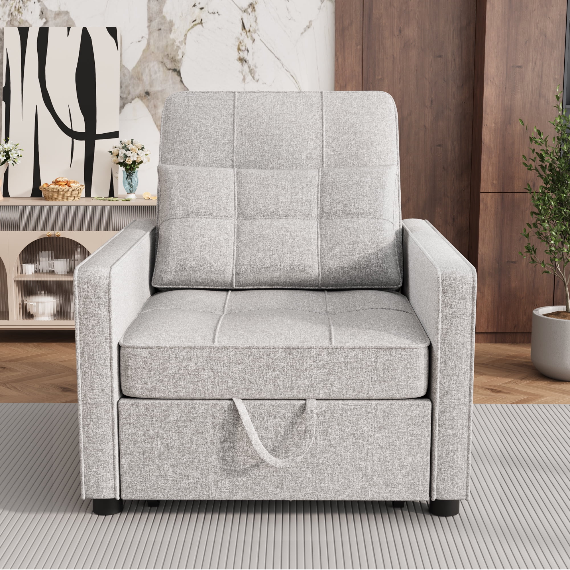 Homall Sleeper Sofa Chair Bed 3 in 1 Convertible Bed Chair Adjustable Sleeper Chair Pullout Sofa Bed,Grey
