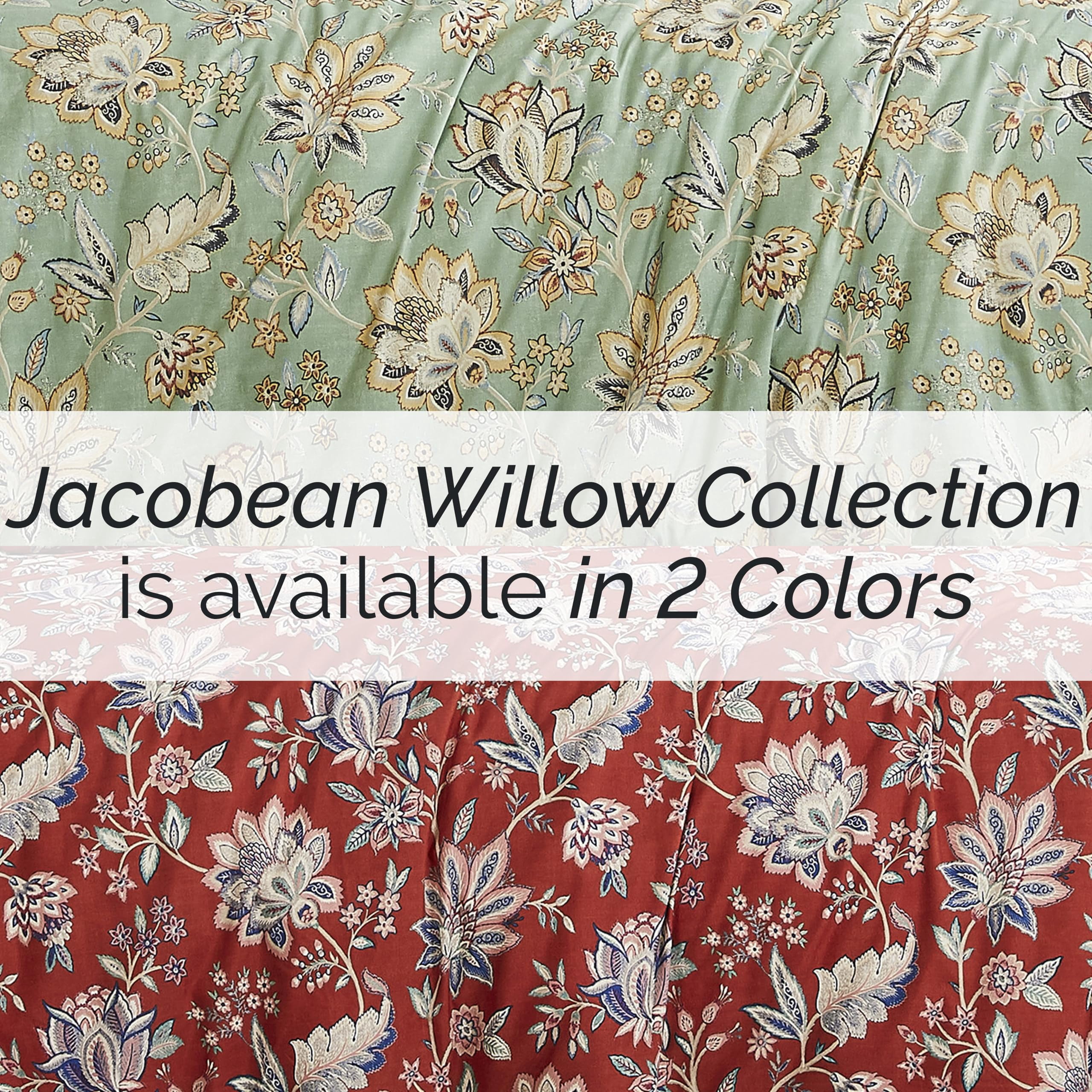 Southshore Fine Living, Inc. Jacobean Willow Collection Oversized King Duvet Cover Set, Floral Duvet Cover 3-Piece, Two Matching Shams (108 in Wide x 98 in Long), red, King/California King