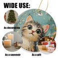 thumbnail image 3 of Funny Christmas Ornament,Charming Blossom - Backed Kitty,Xmas Round Ceramic Pendant, 3 of 6