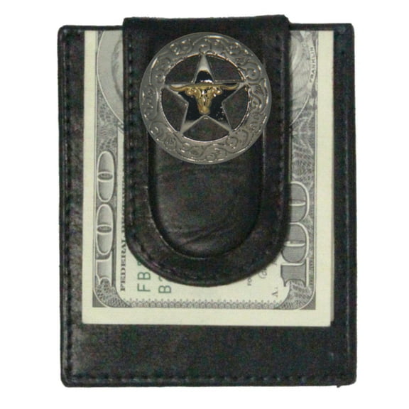 Custom Longhorn Star Paul and Taylor Money Clip Wallet Black
