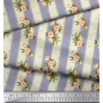 thumbnail image 1 of Soimoi Cotton Poplin Fabric Stripe,Leaves & Rose Floral Decor Fabric Printed Yard 56 Inch Wide, 1 of 2