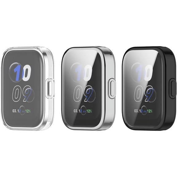 KOMI Case Intended for Amazfit Bip5 unity Watch Cover, TPU Plated Screen Protector Case Shell Intended for Amazfit Bip5 unity Smartwatch Accessory (Clear/Silver/Black)