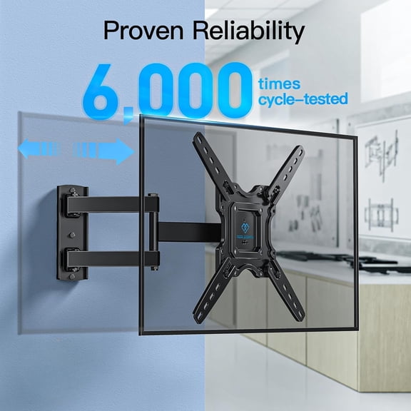 Full Motion Swivel TV Wall Mount Bracket for Most 26-60 Inch TVs, Stainless Steel TV Wall Mount with Articulating Arm, Tilt Adjustment, Leveling, Max VESA 400x400mm
