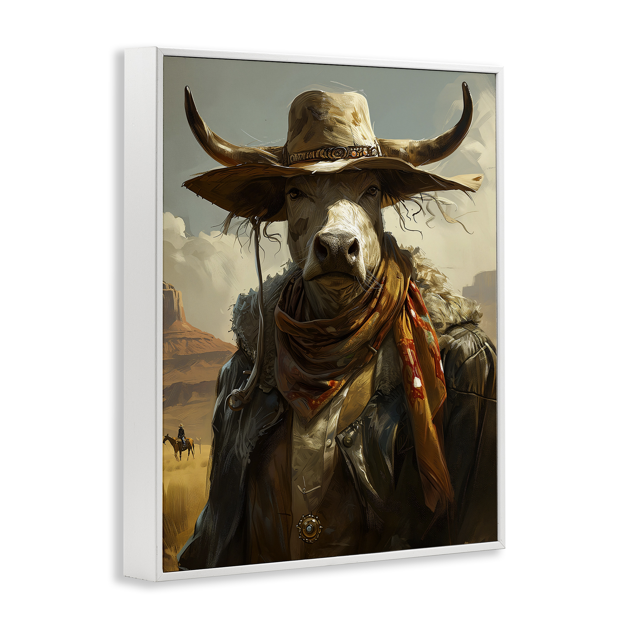 Stupell Industries Rustic Cattle Cowboy Novelty Painting White Framed Art Print Wall Art, 11 x 14