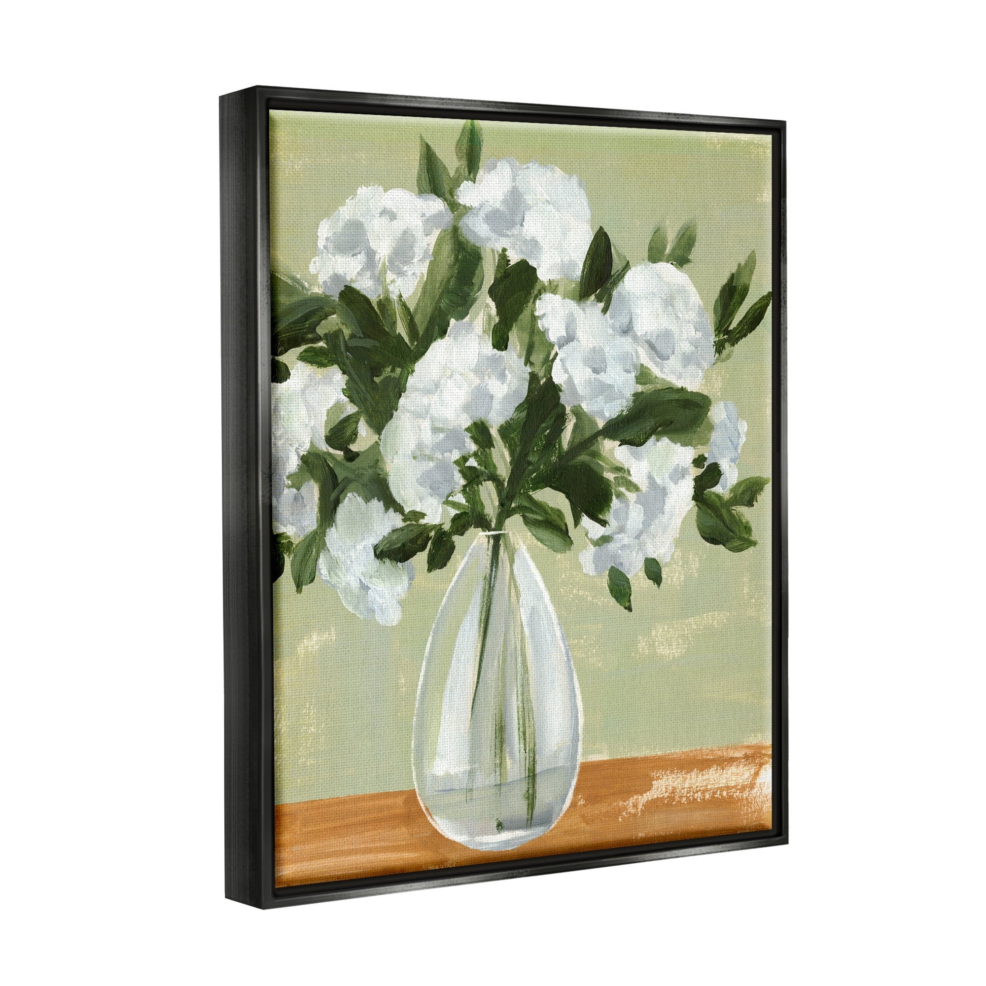 Stupell Industries Casual White Floral Arrangement Bouquet Still Life Painting Metallic Gold Floating Framed Canvas Print Wall Art, Design by Annie Warren