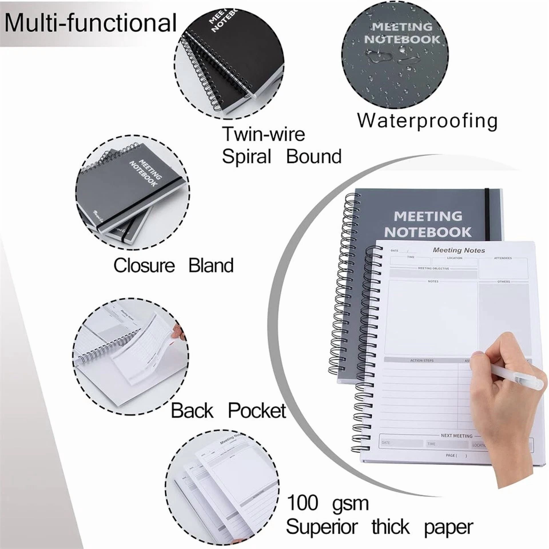 1 Pack B5 Professional Notebook Spiral Metting Notebook 7" X 10" 240 Pages Us