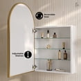 thumbnail image 3 of Porte 20 x 30 Arched Recessed/Wall Mount Medicine Cabinet with Mirror in Gold, 3 of 8