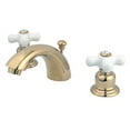 thumbnail image 1 of Kingston Brass KB952PX Mini Robinet de Toilette Répandu et Pop-Up de Détail avec Poignée en Croix de Procelain, Laiton Poli, 1 of 1