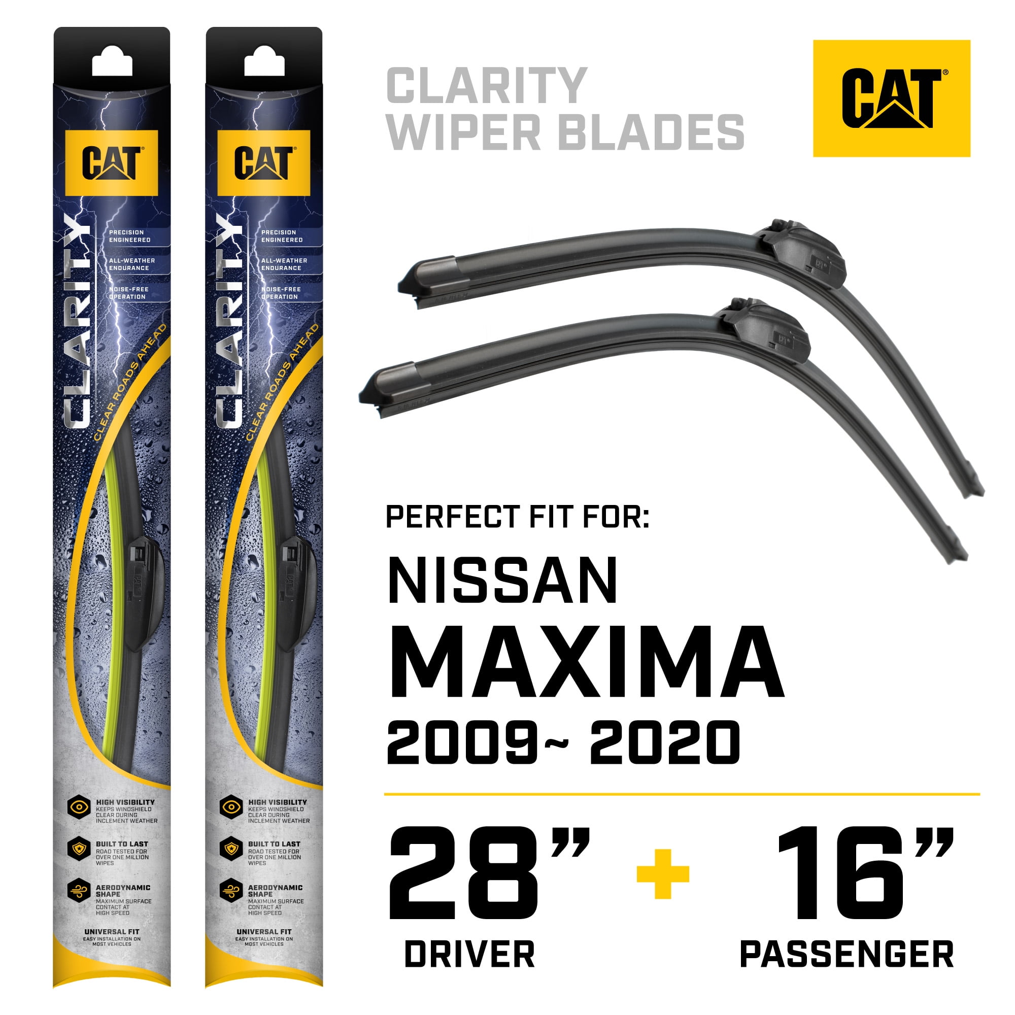 20 + 20 Inch Pair for Front Windshield Caterpillar Clarity Premium Performance All Season Replacement Windshield Wiper Blades for Car Truck Van SUV Black