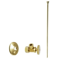 Westbrass 3/8" x 20" Flat Head Supply Line Toilet Kit with Round Handle Angle Valve, Polished Brass (6-Pack)