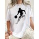 thumbnail image 1 of Camiseta de Mujer de Verano BásicaWomen's Fashion Basketball Flame Graphic Tee - Casual Crew Neck Short Sleeve, Stretchy Polyester Blend, Machine Washable - Perfect for SummerFather's Day, Mother's, 1 of 7