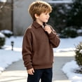 thumbnail image 5 of LOINRODI Boys Polo Quarter Zip Waffle Knit Sweater Lapel Fashion Long Sleeve Soft School Outdoor Pullover Brown 7 Years, 5 of 9