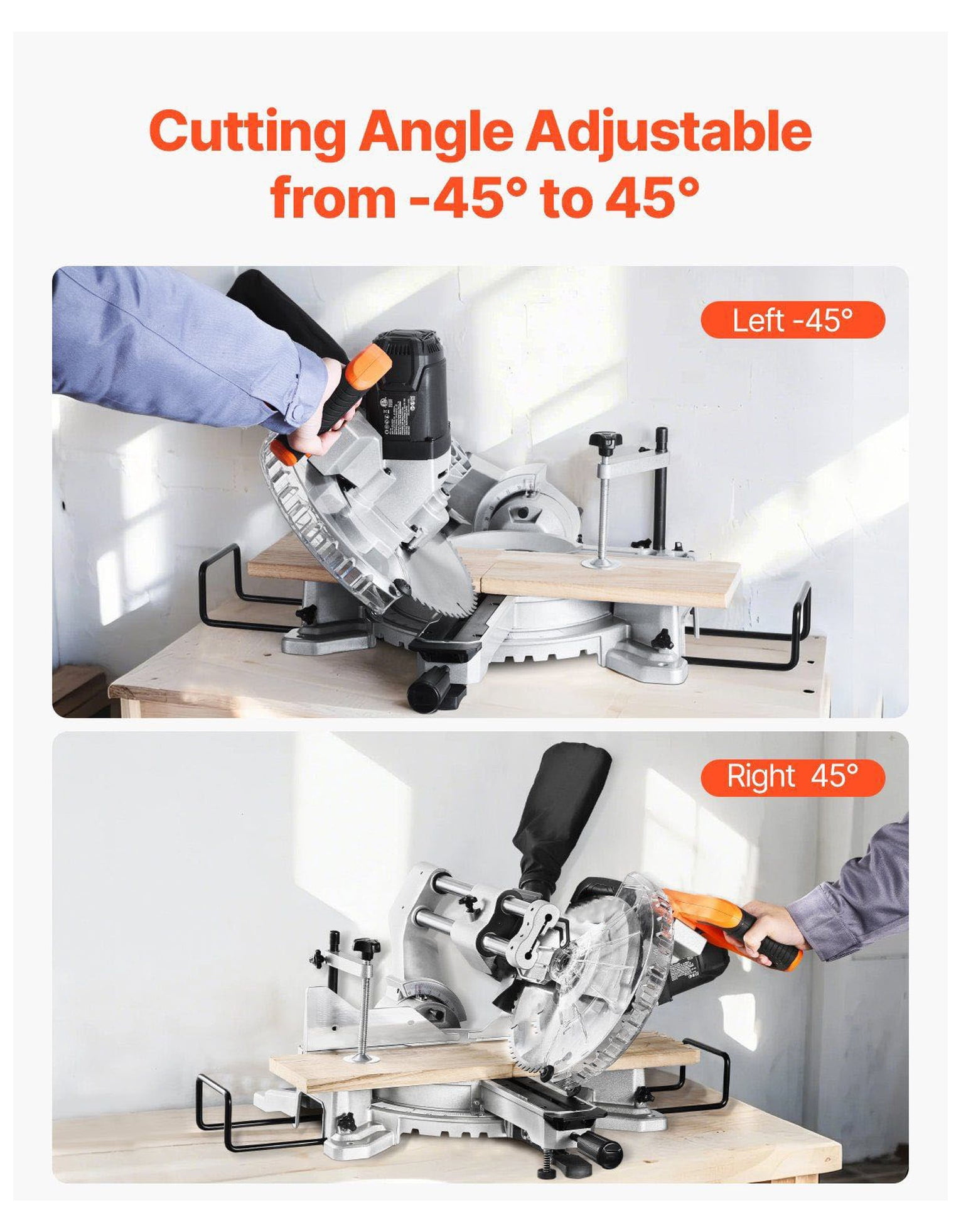 Sliding Compound Miter Saw 10-Inch, 15 Amp, Double Bevel, 60-Tooth - Corded Miter Saw for Woodworking, Precise Angle Cuts, Adjustable LED Guide