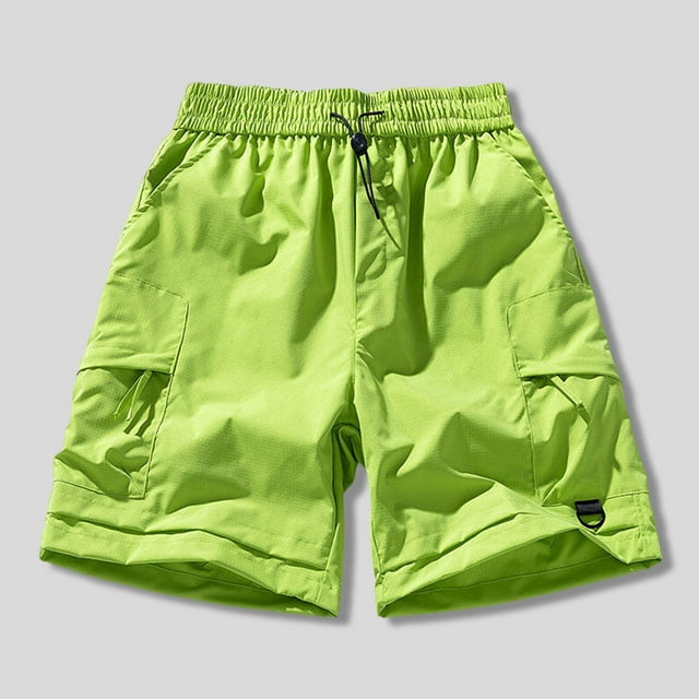 pstuiky Pantalones cortos para hombre, Pantalones cortos de trabajo para hombre, informales, de color liso, con cintura elástica y bolsillos con cremallera Pantalones cortos cargo