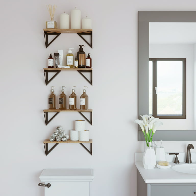 Minori Floating Shelves for Wall, Bathroom Shelves for Over The Toilet  Storage - Set of 3 - Gray