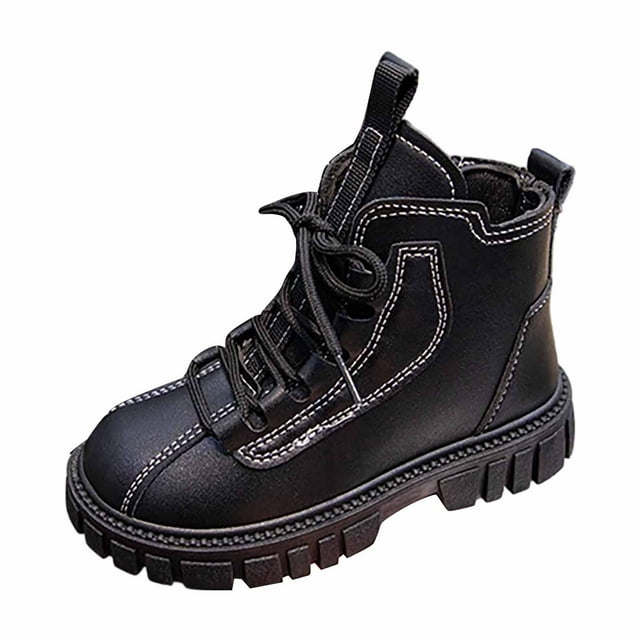 SgJHXb Girls Boots Autumn Winter British Style Lace Up Chunky Sole Versatile Short Boots For Girls Fashionable And Comfortable Design For All Seasons Sizes 2.5(10.5-11 Years)