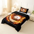 thumbnail image 2 of Erosebridal Baseball Glove Pattern Twin Comforter Sets,Boys Ball Sport Bedding Set For Boys Men, Reversible 2-Piece, 2 of 7