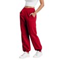 thumbnail image 4 of felwors Women's V Crossover Waist Sweatpants Baggy Y2K Jogger Pants Wide Leg Fleeced Lounge Pants Red, M, 4 of 6