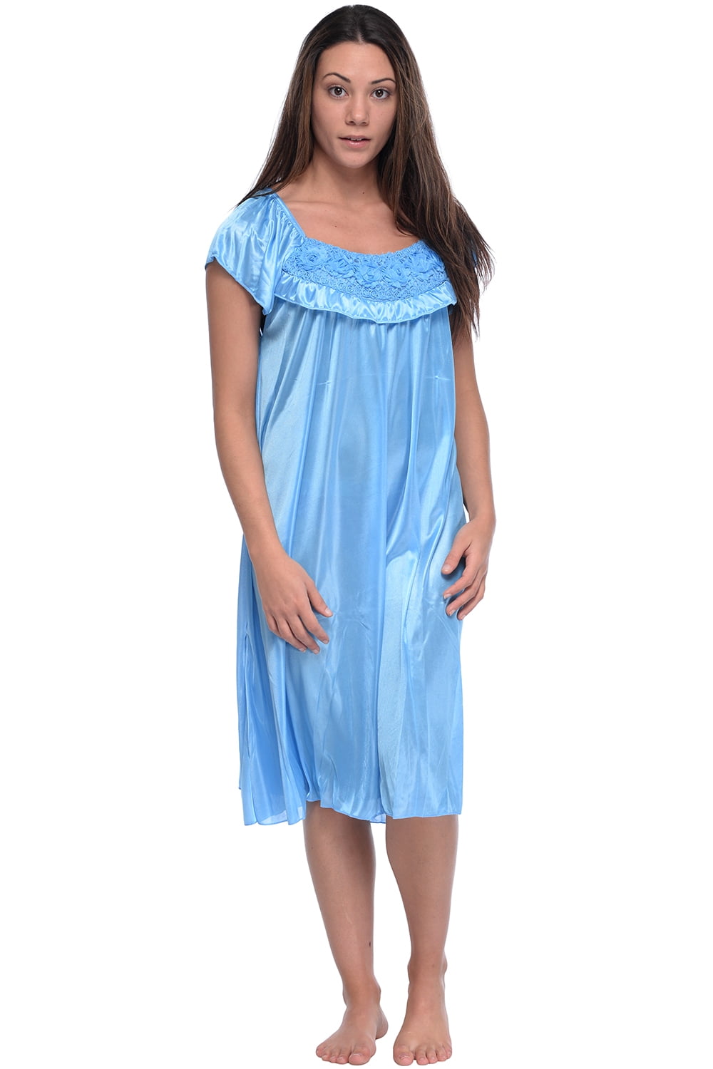 Casual Nights Women's Cap Sleeve Flower Silky Tricot Nightgown