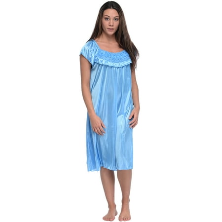 

Casual Nights Women s Cap Sleeve Flower Silky Tricot Nightgown