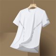 thumbnail image 2 of NOLDARES Ice Silk Round Neck T-Shirt- Silk Shirts for Men Gym Quick Dry Short Sleeve Polo Cooling Shirts(White,L), 2 of 3