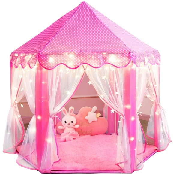 Tente Princesse pour Filles, Château de Fées, Tentes de Jeu pour Enfants et Tout-Petits, Maisonnette Hexagonale pour Enfants avec Boîte-Cadeau, Jouets Princesse et Cadeau pour Filles pour l'Intérieur (Épingle