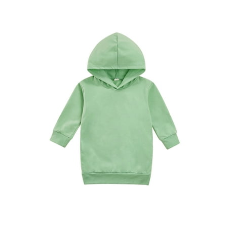 

Sunisery Toddler Baby Girls Hooded Sweatshirt Oversized Long Sleeve Pullover Tunic Tops Jacket Coat Hoodie Short Dress Green 12-18 Months