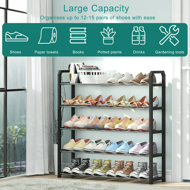 Home-Complete Shoe Rack with 3 Shelves-Three Tiers for 18 Pairs-For  Bedroom, Entryway, Hallway, and Closet- Space Saving Storage
