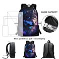 thumbnail image 4 of Jeiento Wolf Backpack and Lunch Bag Set for Boys Personalized Kids Bookbag Ages 6-8 8-12 Elementary Middle School Backpack Galaxy Sky Kids Schoolbag Pencil Case Lunchbag Set 3 In 1, 4 of 7
