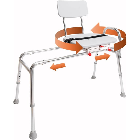 Eagle Health Supplies Sliding Shower Chair Tub Transfer with Swivel Seat, /HSA Eligible, Height Adjustable Shower Benches for Inside Shower, Shower Seat for Elderly and Disabled, 77662