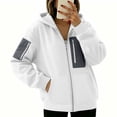 thumbnail image 5 of HomeDM Sweatshirt for Women Long Sleeve Full-Zip Hooded with Pocket Color Block Casual Outerwear, 5 of 8