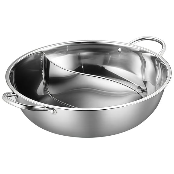 11.02 in Stainless Steel Cooking Pot with Divider, Middle Partition Avoid Flavor Mixing, Compatible with Induction and Gas Stovetops, Multipurpose Non-Stick Cooking Pot