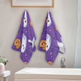 thumbnail image 2 of Yayeee Hand Towels for Bathroom Set of 2 Quick Dry Super Absorbent Soft Hand Shower Towels, 28" x 14", Halloween Purple Ghosts, 2 of 8