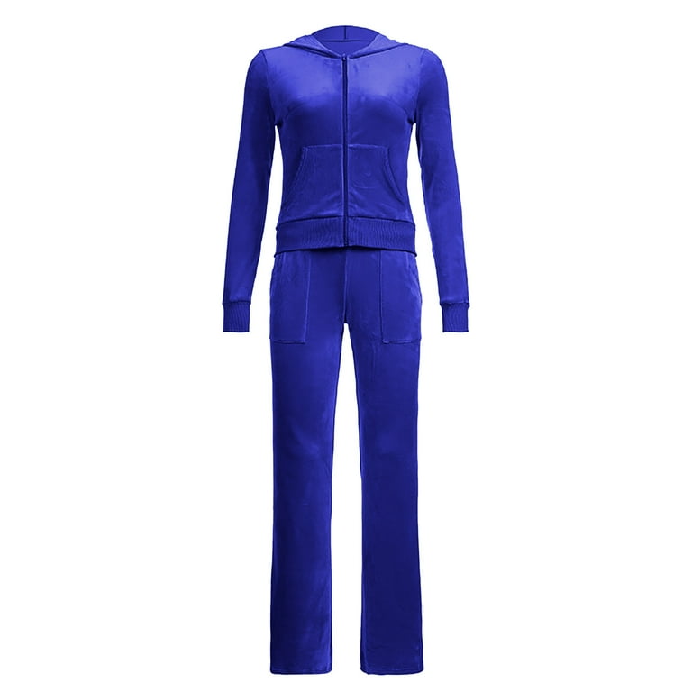 Lovskoo Piece Outfits Velour Tracksuit for Women Zip Up Hoodie