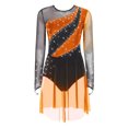 thumbnail image 3 of Xnihocha Shiny Ballet Dress For Women Figure Skating Long Sleeve Tutu Skirt Dress Rhythmic Gymnastics Orange S, 3 of 5