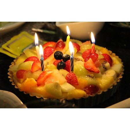 - Canvas Print Birthday Delicious Fruit Cake Stretched Canvas 10 x 14