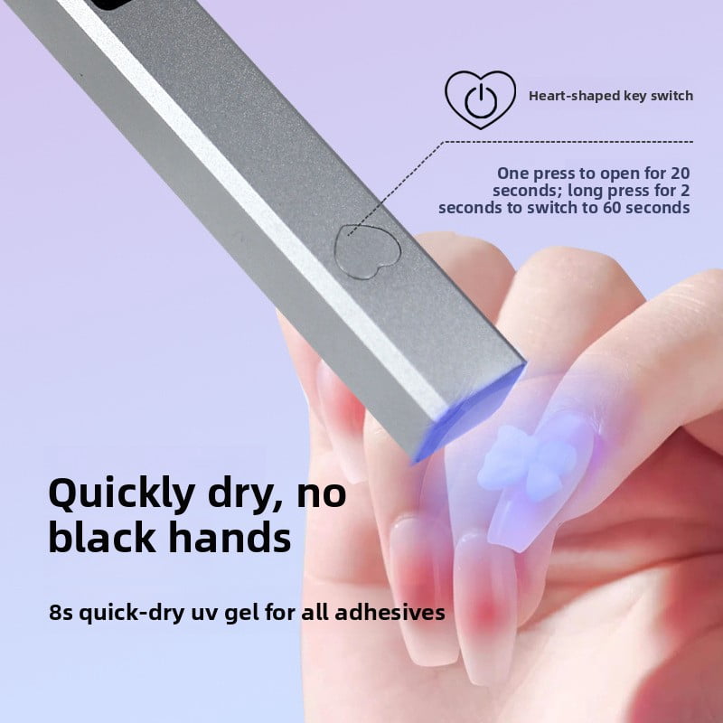 Portable aluminum alloy UV LED nail lamp, handheld cordless single-line nail dryer, used for curing nail polish, mini travel nail care tool